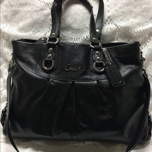 Coach 15513 Ashley Black Leather Carryall Handbag