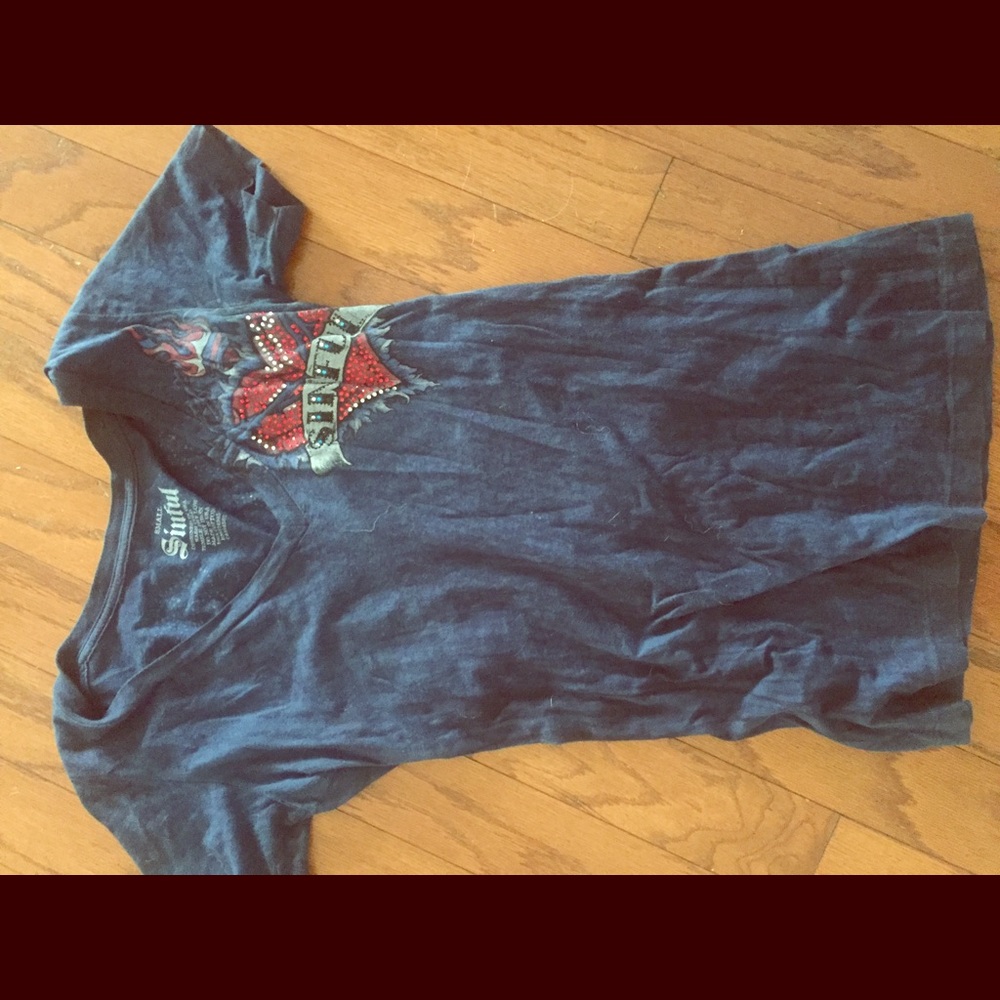 Navy blue angel wing Sinful shirt