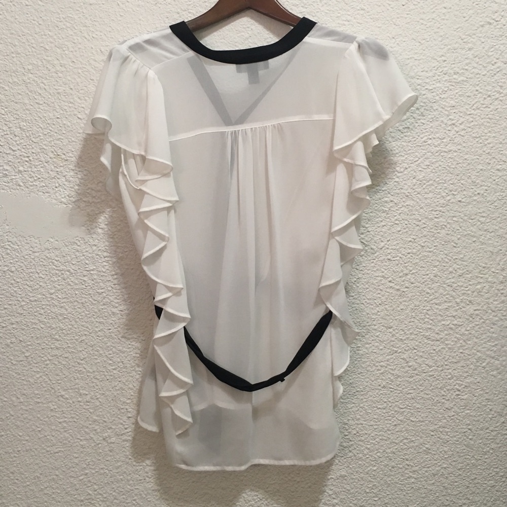 White Ruffled Button Down - Picture 2 of 3