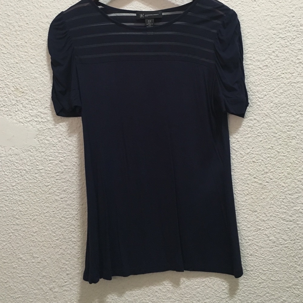 Navy Blue Petite Inc Top