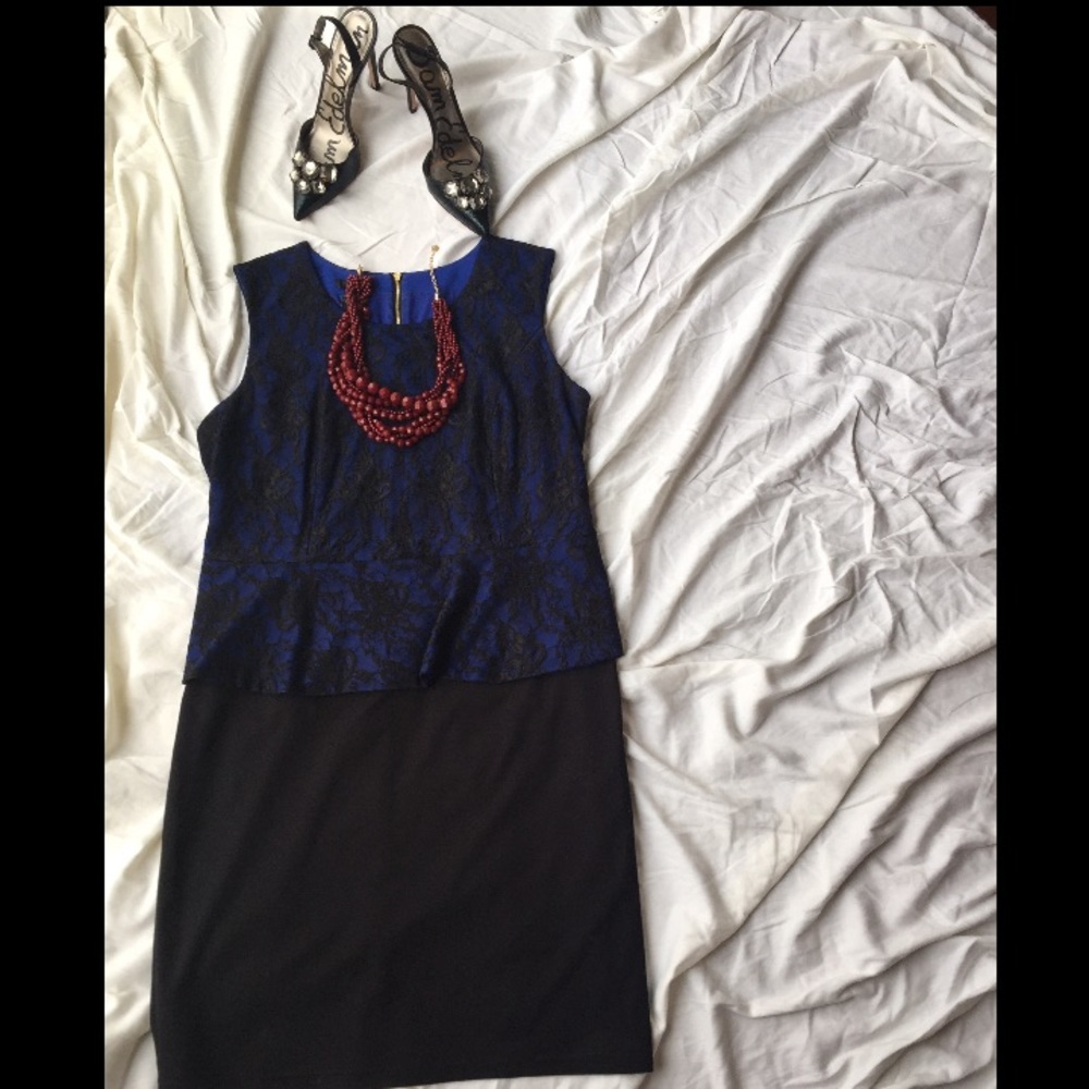 Alfani Pleplum Black and Blue dress 💙💙