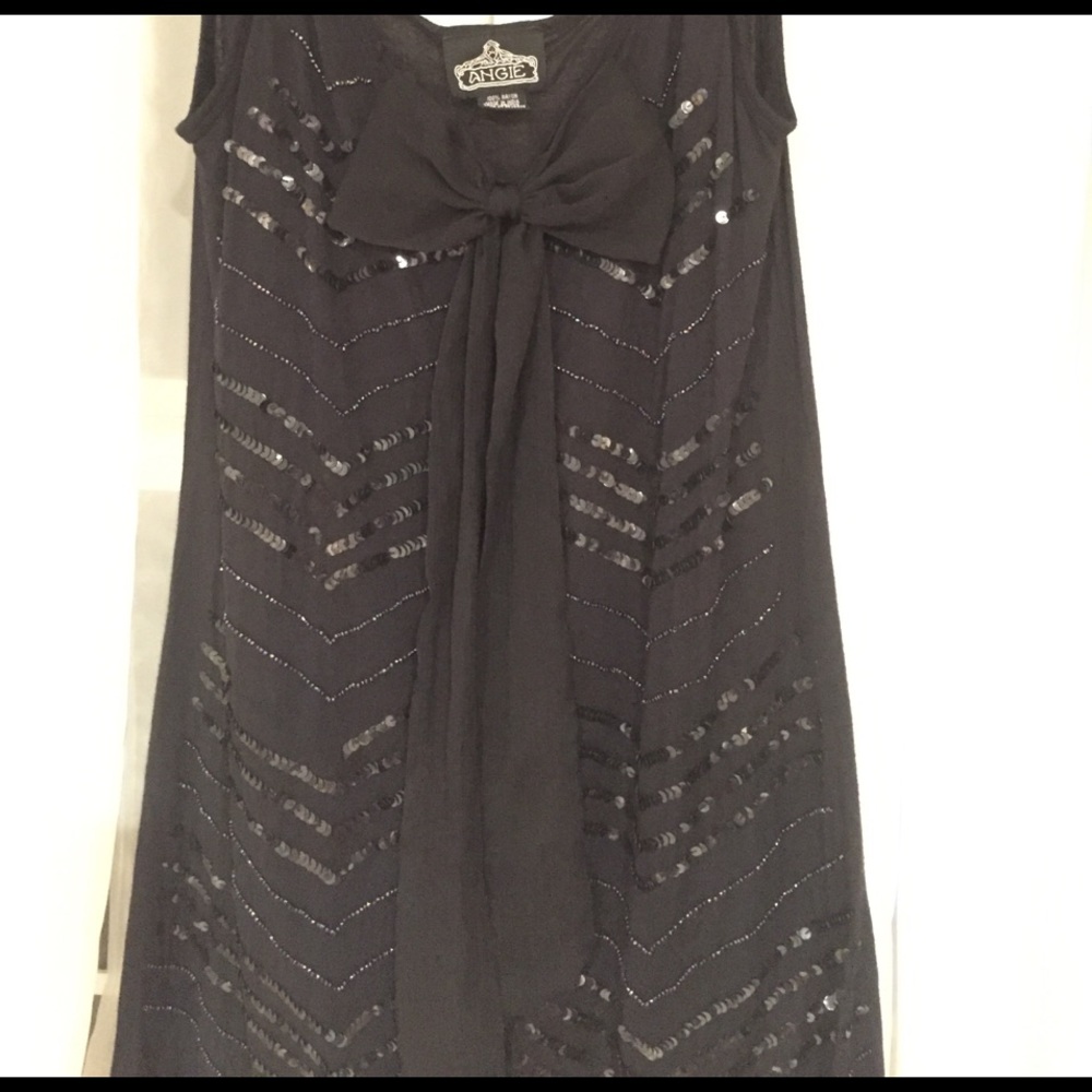 Chevron sequin/beaded dress w/ long chiffon bow!