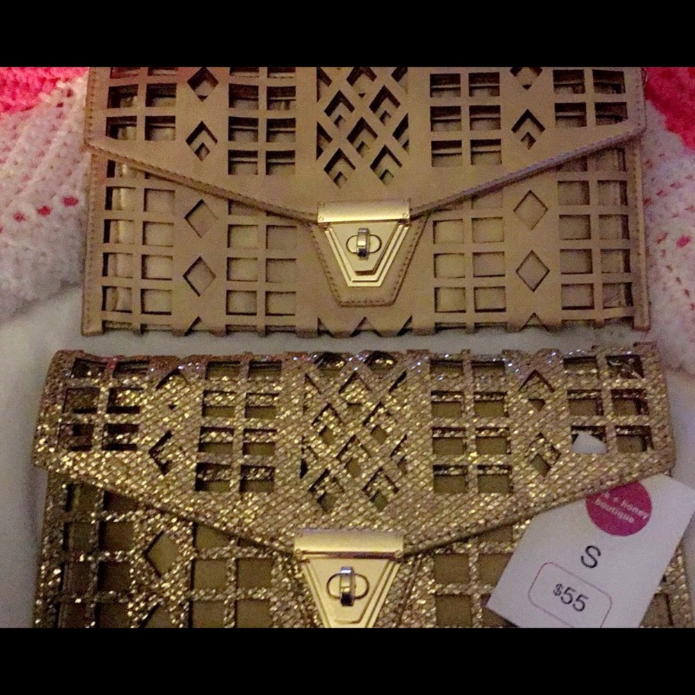 gold laser cut clutches