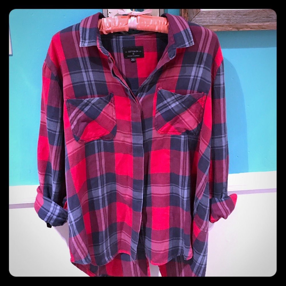 Cotton On plaid boyfriend button down shirt