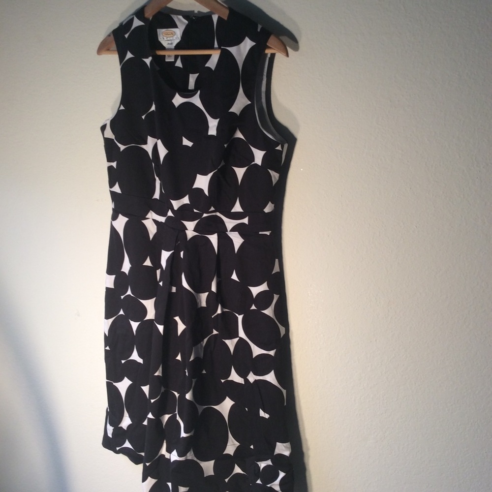 Talbots's Black & White Dotted Sleeveless Dress