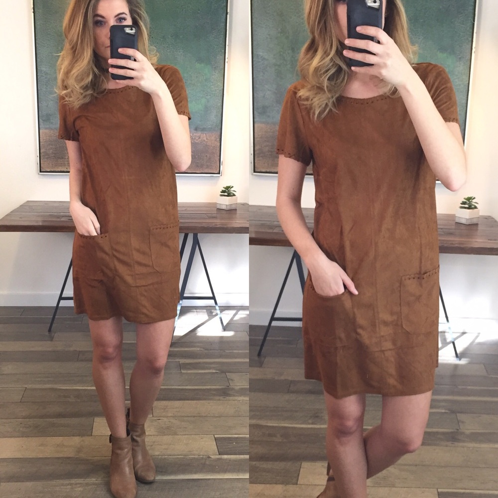 LIQUIDATION "Amara" Suede Dress with Pockets - Picture 2 of 7