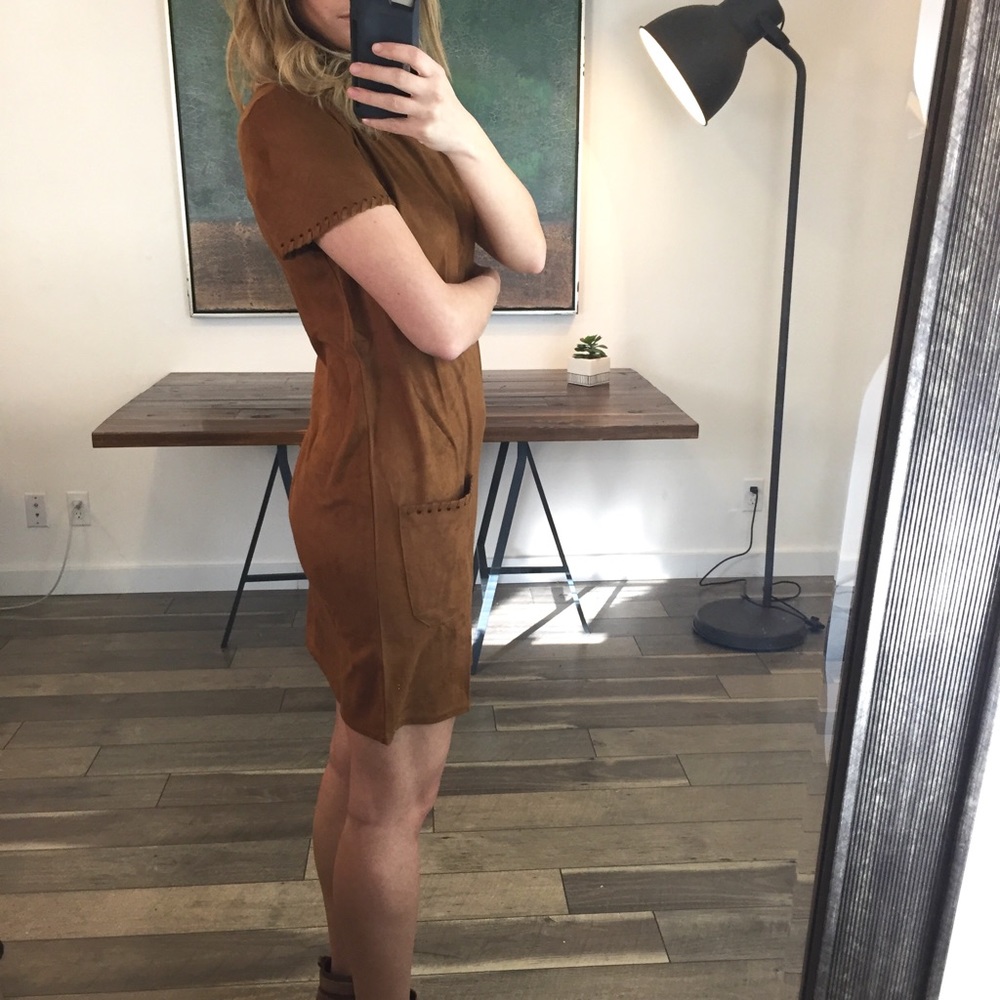 LIQUIDATION "Amara" Suede Dress with Pockets - Picture 3 of 7