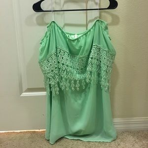 Off- the shoulder mint dress