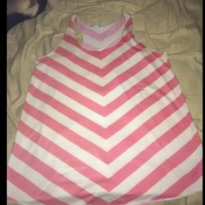 Pink & off white/cream Maurice's chevron tank top