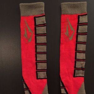 ❤️VOLCOM WOOL Red Grn Brown SNOW TECHNICAL Socks❤️