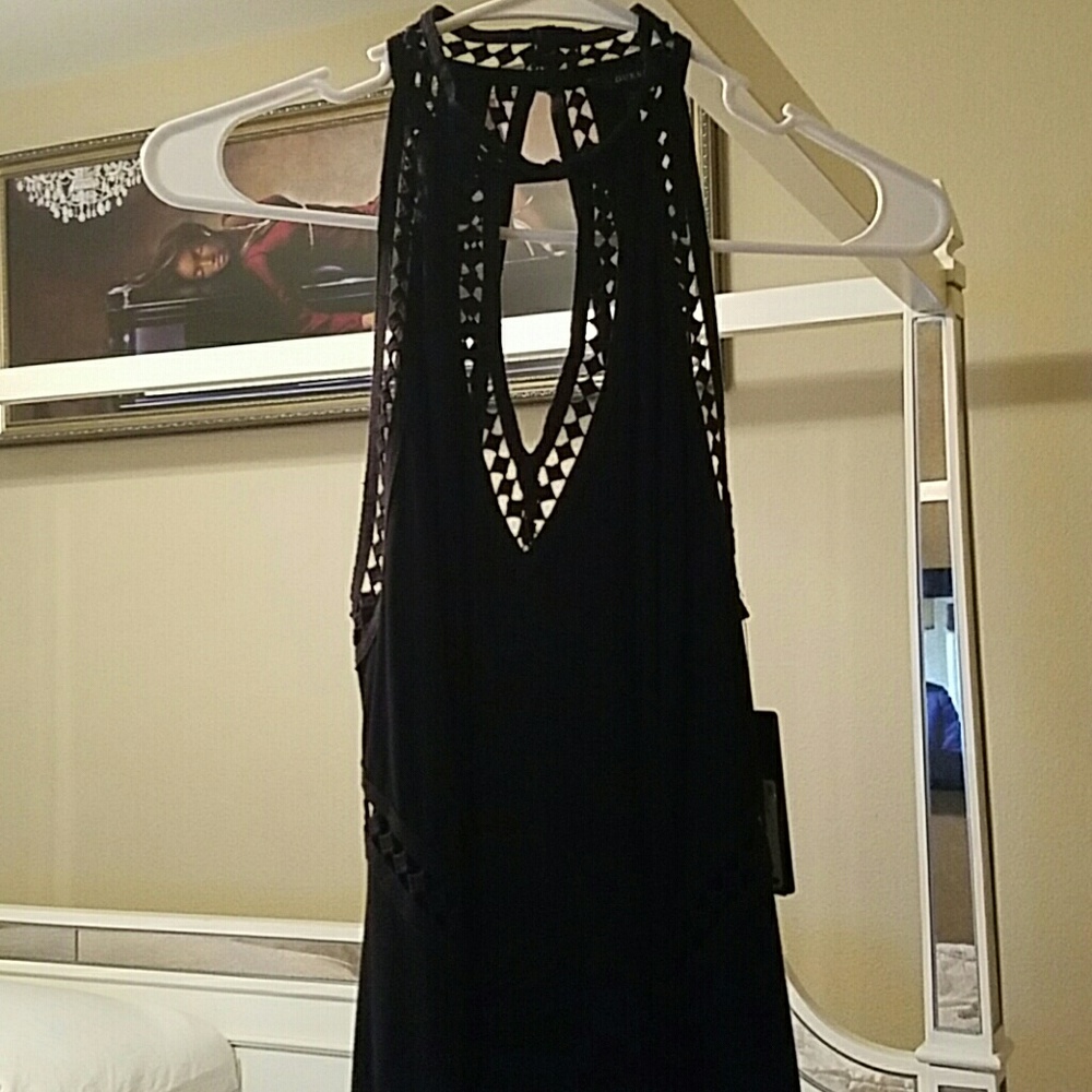 Long black Guess back out dress
