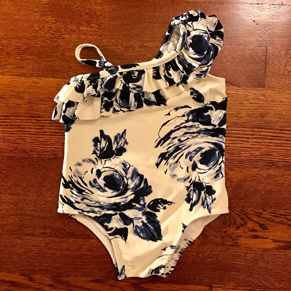 One-shoulder vintage print swimsuit