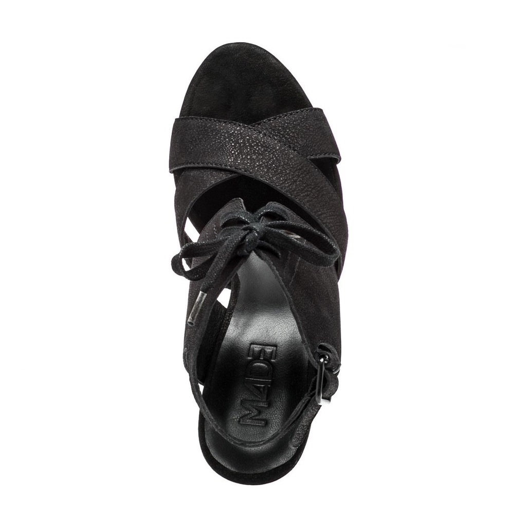 M4D3 Leather Lace Up Heel Ankle Strap Mules - Picture 3 of 5