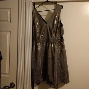 2X Gold Sparkle Dress With Cutouts