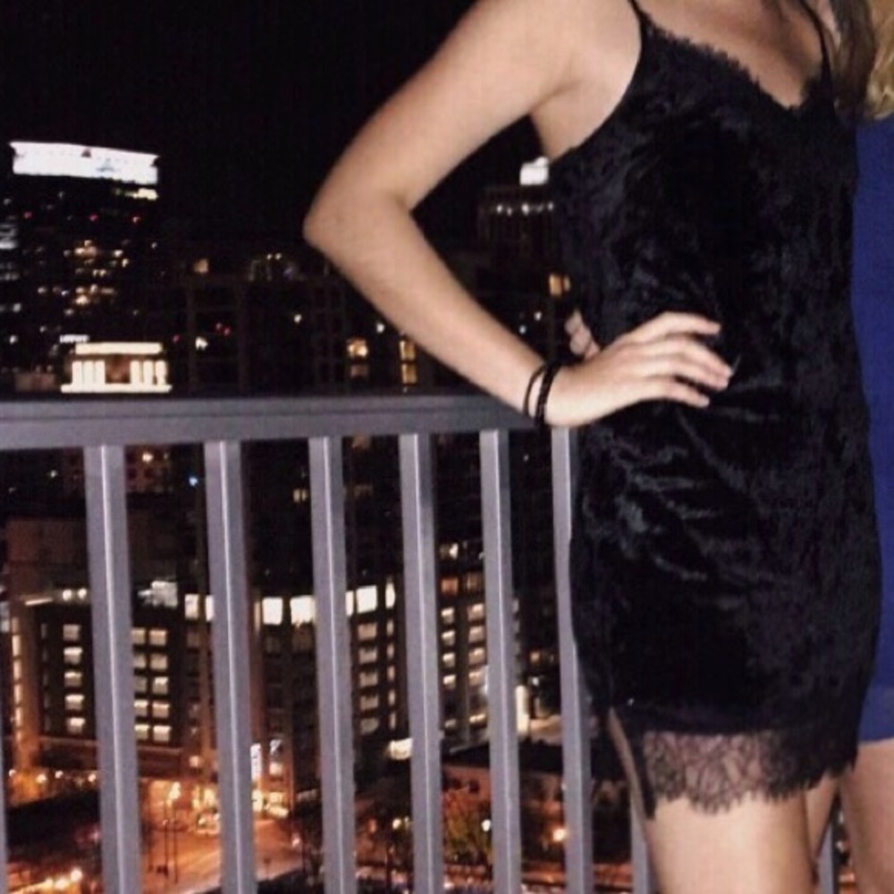 Velvet black slip dress
