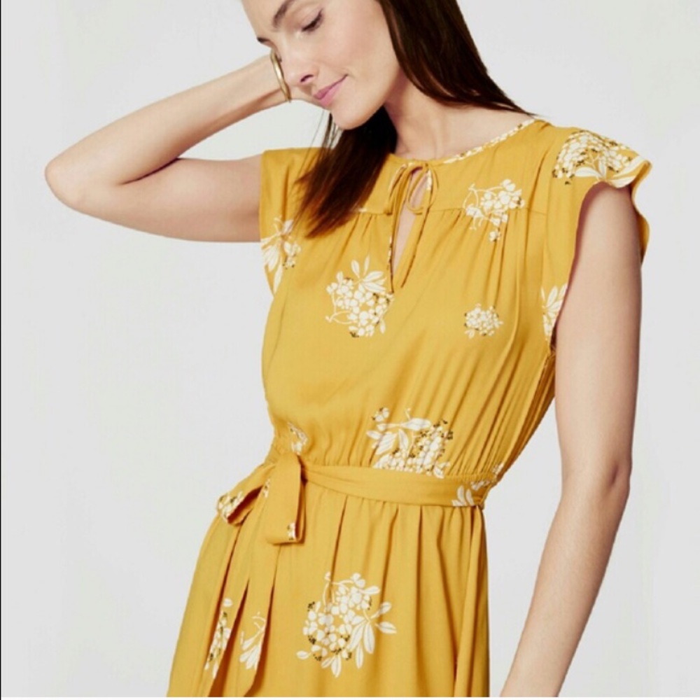 Ann Taylor Loft Hydrangea Flutter Sleeve Dress