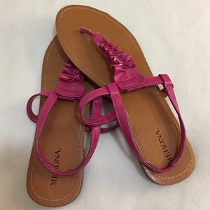 Pink ruffle sandals