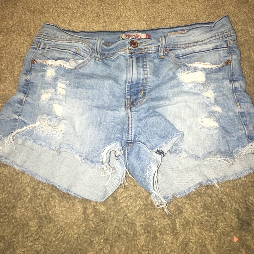 High waisted light blue shorts