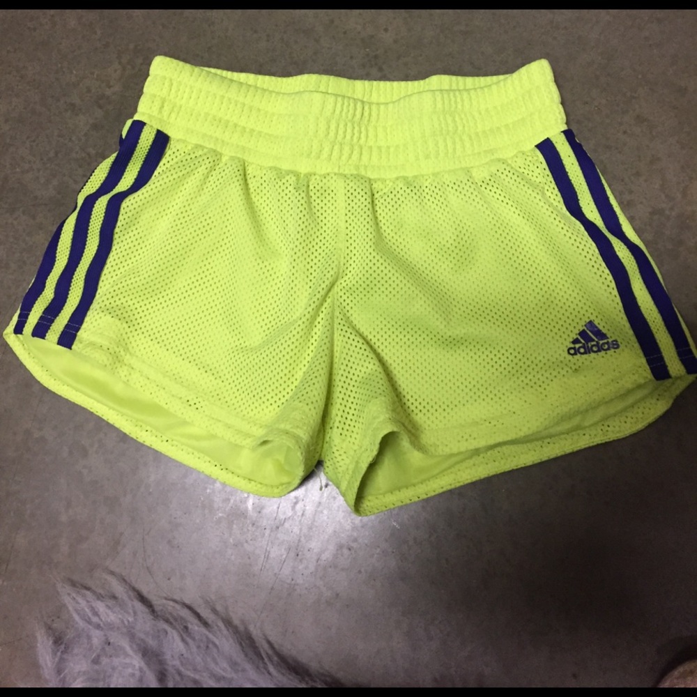 Neon Adidas running shorts