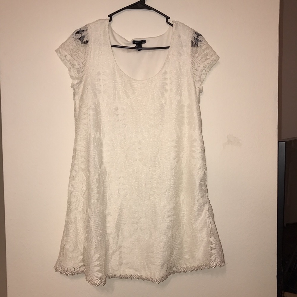 White sheer floral dress