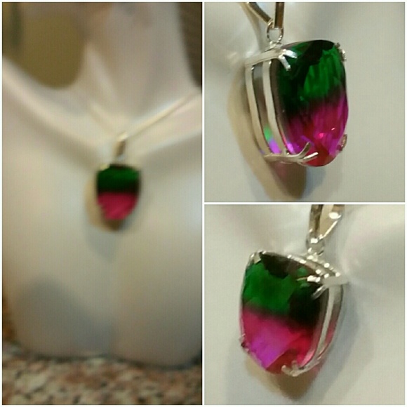 Gifted.....  Genuine Watermelon Tourmaline Pendant - Picture 2 of 4