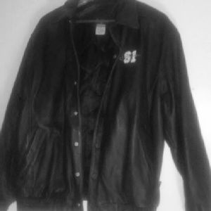 Men leather jacket Sean John size L open front