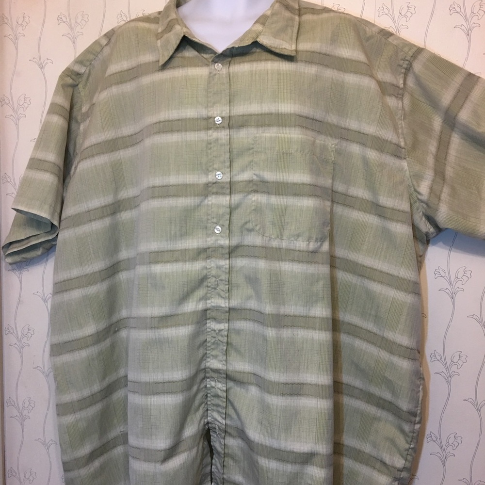 Men's Plus Size Green Horizontal Stripes Shirt 3XL