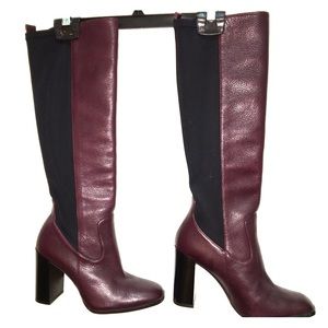 Zara burgundy leather knee high boots size 7