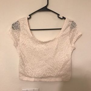White eyelit crop top