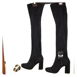 Black velvet Zara over the knee boots size 7