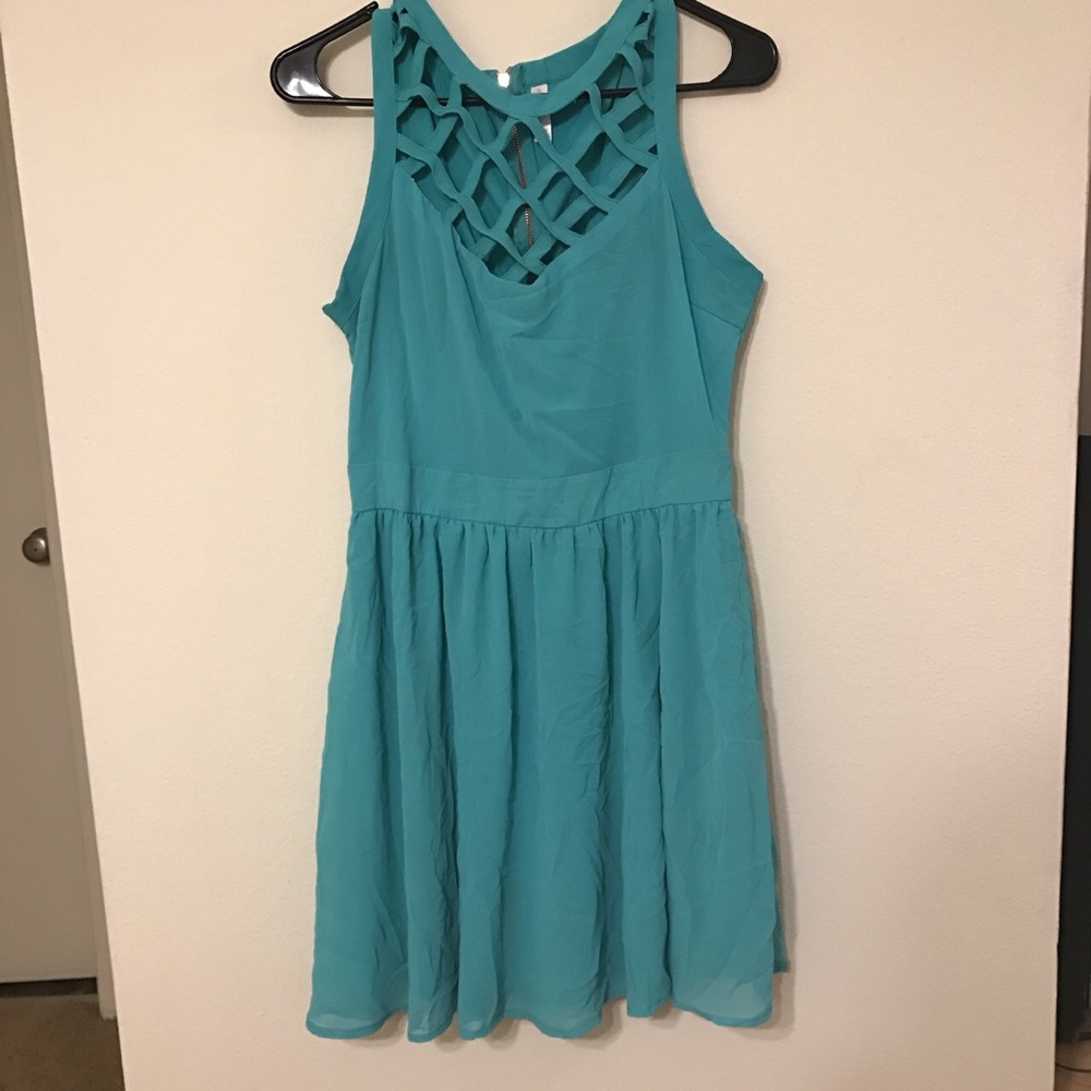 Aqua blue sleeveless dress