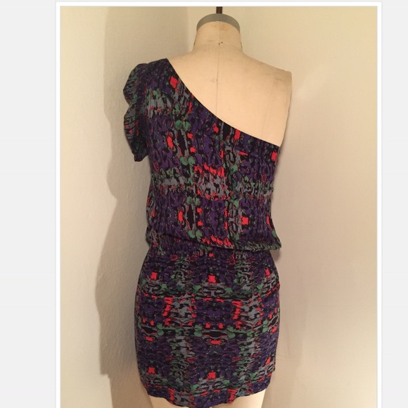 Angie - One Shoulder Multi Colored Dress - Picture 2 of 3