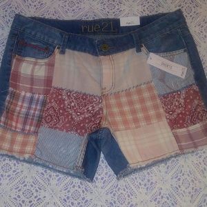 Patchwork Denim Shorts Size 13/14