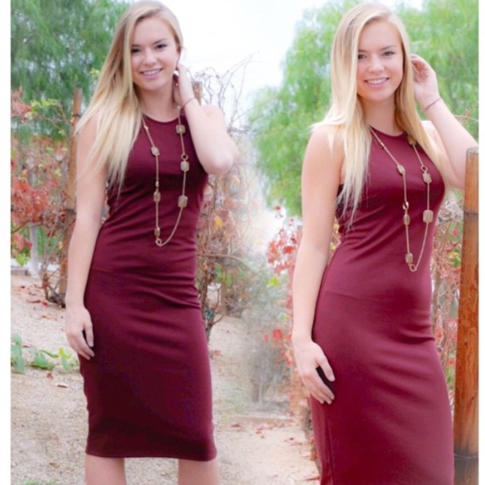 Wine color cocktail dress