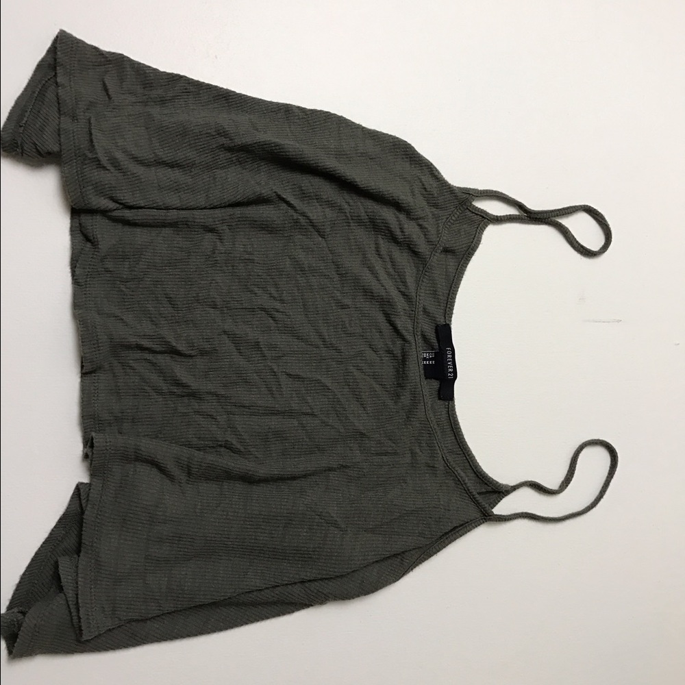 Army green cropped tank