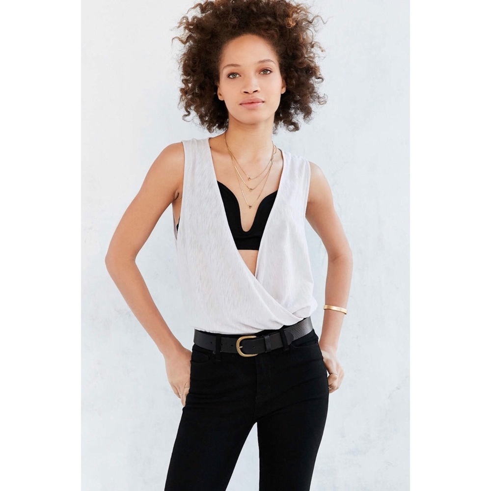 UO Silence & Noise Lavender Emyln Surplice Top
