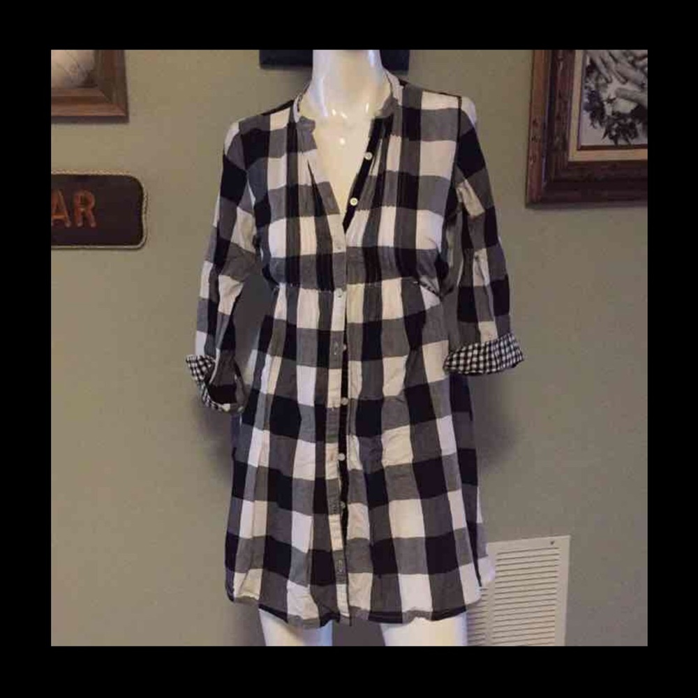 Vs pink plaid shirt dress
