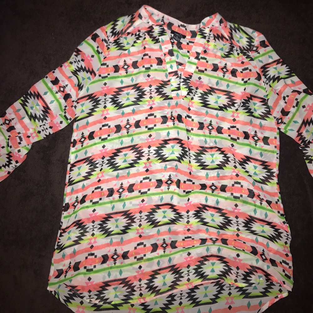 Sheer top with tribal pattern