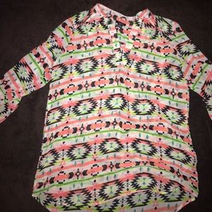 Sheer top with tribal pattern