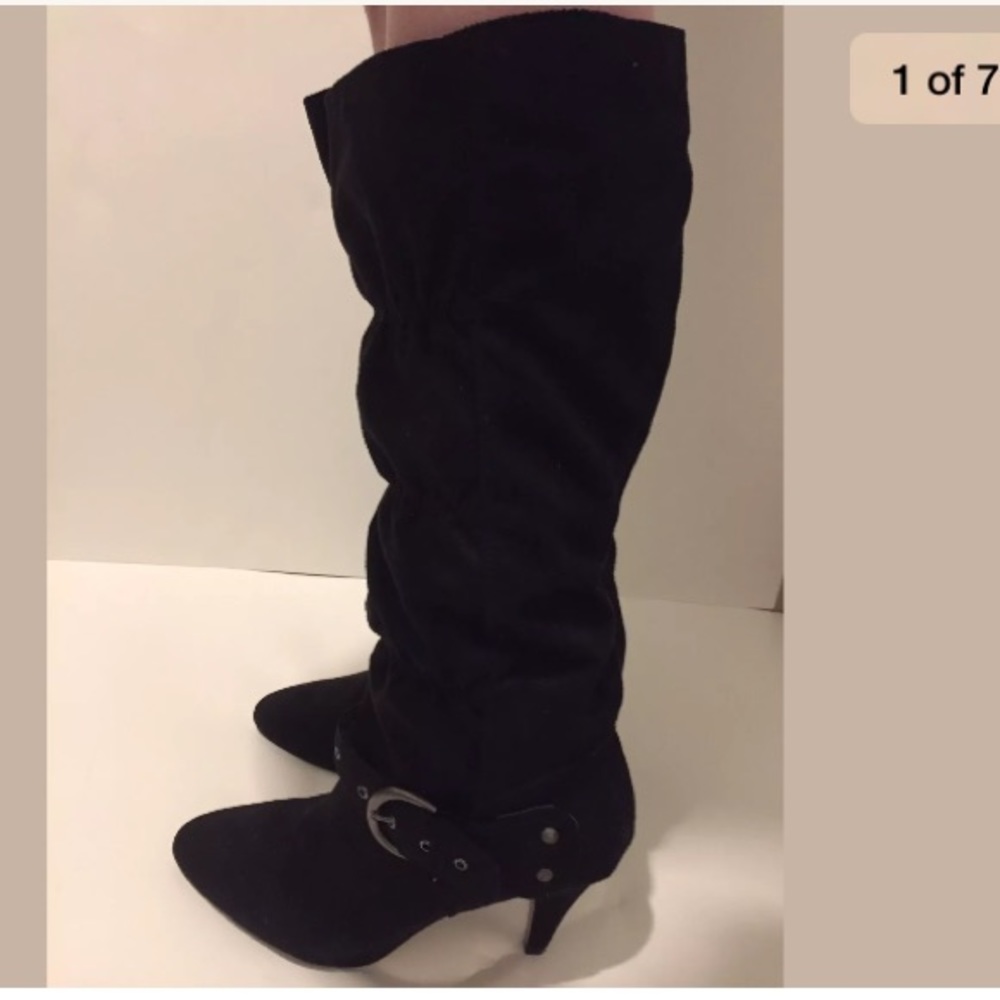 Anne Michelle Faux Suede black Knee High Boots 8.5