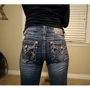 Miss Me - Skinny Sequined & Threaded Jeans