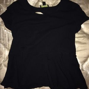 Black peplum shirt.