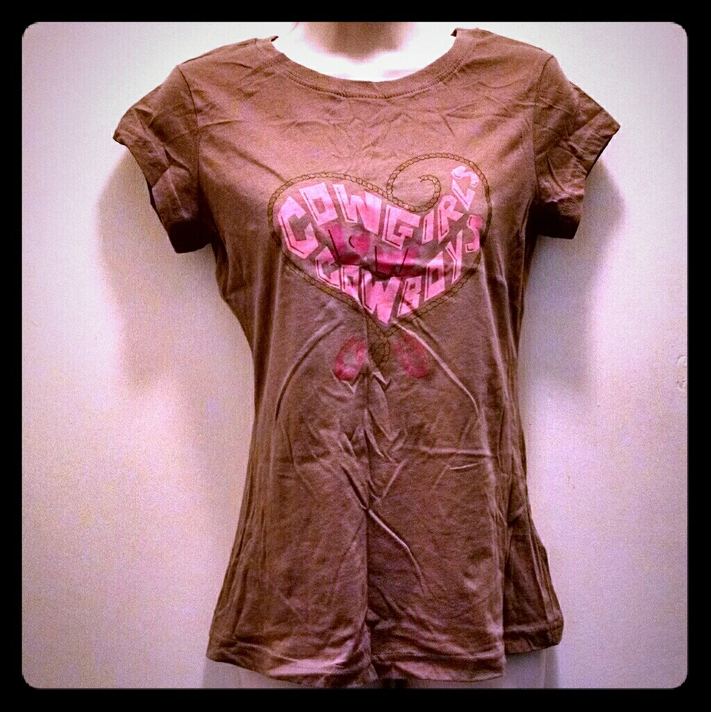 Vintage Cute Cowgirls Loves Cowboys Top Tee Shirt