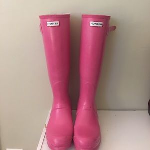 Tall Hunter Rainboots size 7, pink