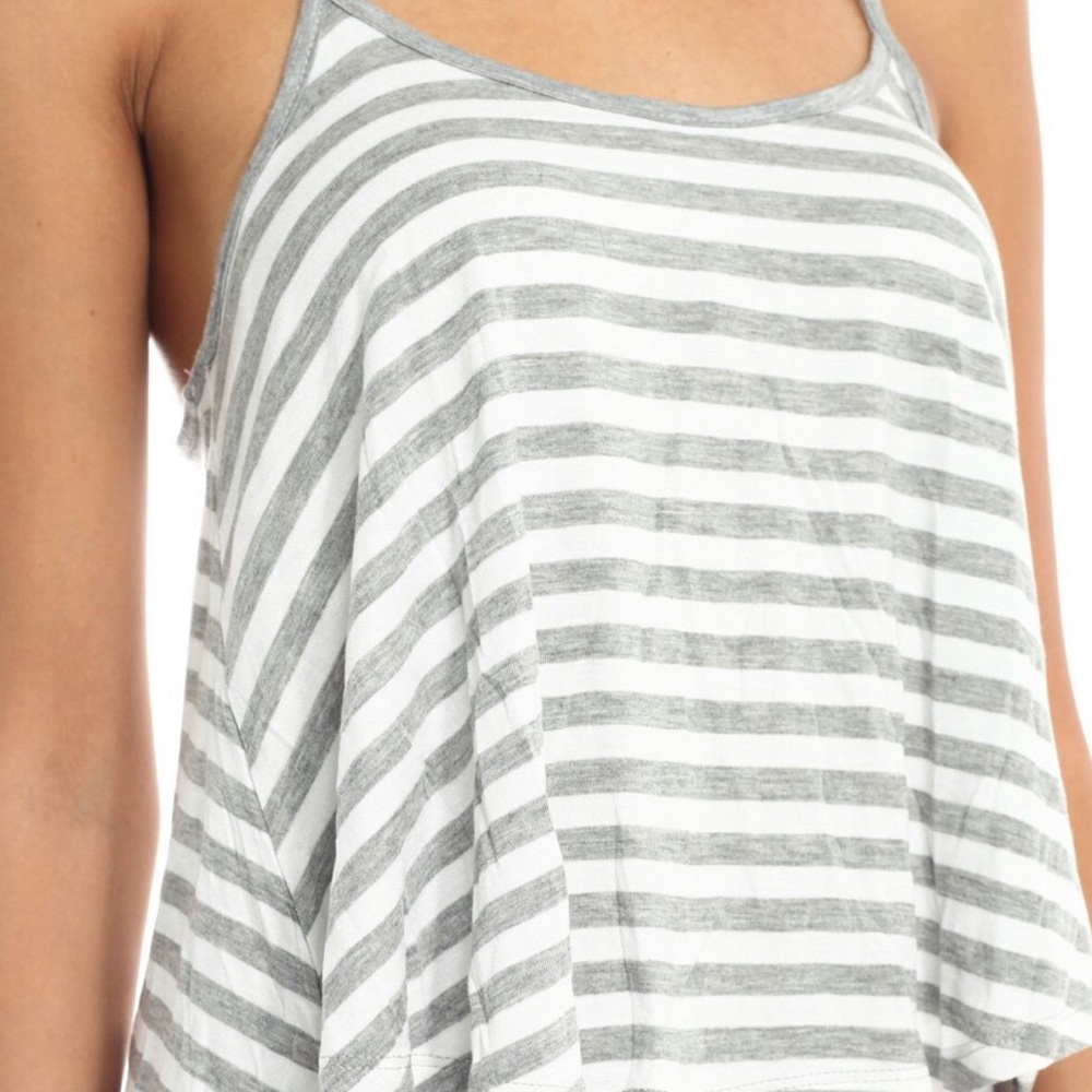 Flowy Striped High Low Cropped Adjustable Cami Top - Picture 3 of 3
