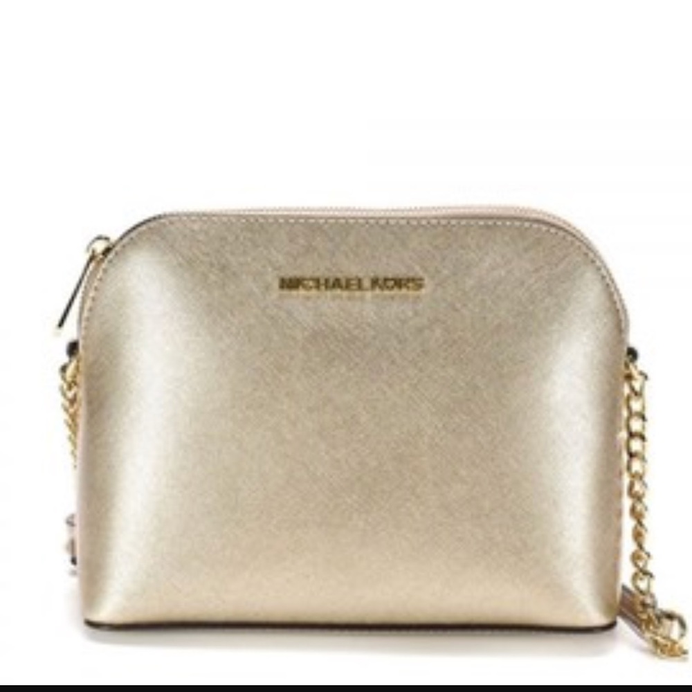 MICHAEL KORS METALLIC LEATHER CROSSBODY