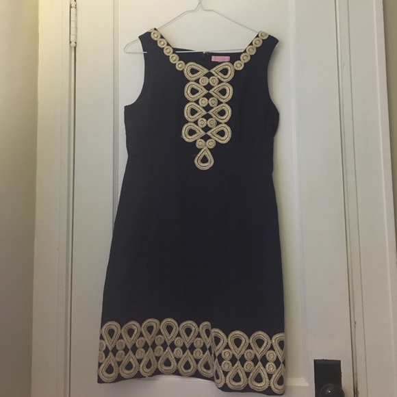 Lilly Pulitzer navy and gold dress! - Picture 1 of 4