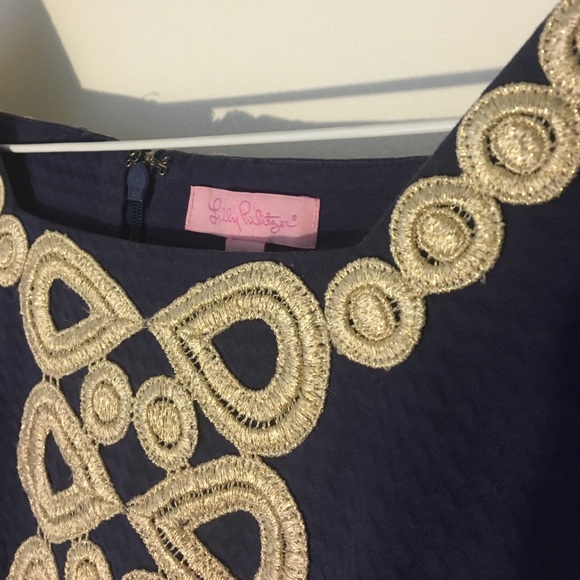 Lilly Pulitzer navy and gold dress! - Picture 3 of 4