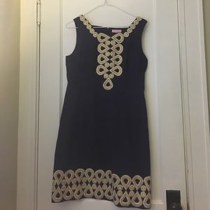Lilly Pulitzer navy and gold dress!