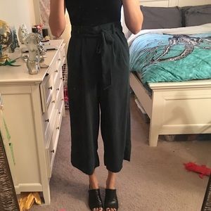 ZARA High Waisted Gaucho Pants - Forest Green